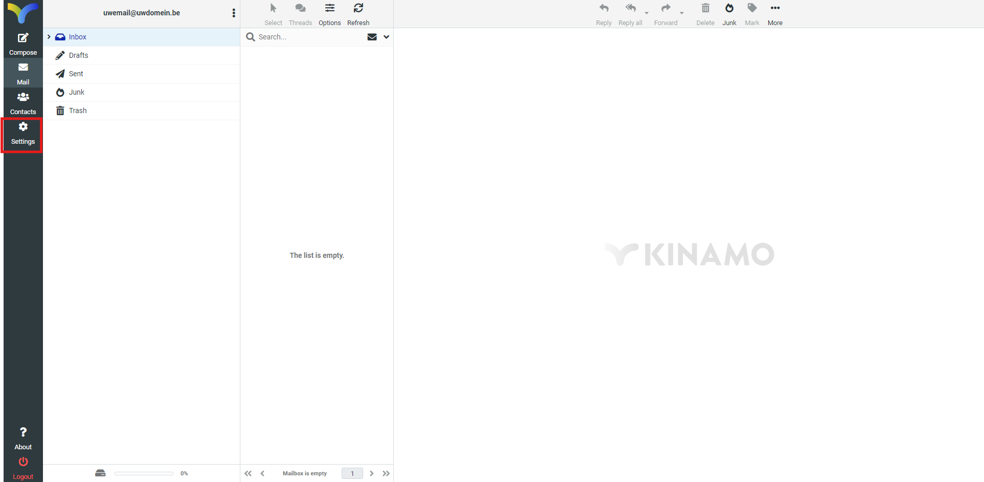 Kinamo webmail settings